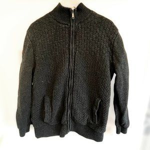 Emanuel Ungaro Full Zip Knitted Winter Sweater, Gray, Small Size